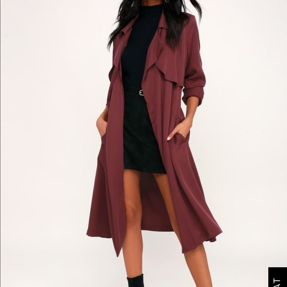 Plum Purple Trench Coat Duster Jacket